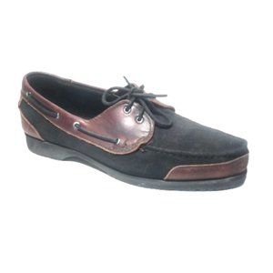 K-Swiss men brown black leather boat shoes Size 10